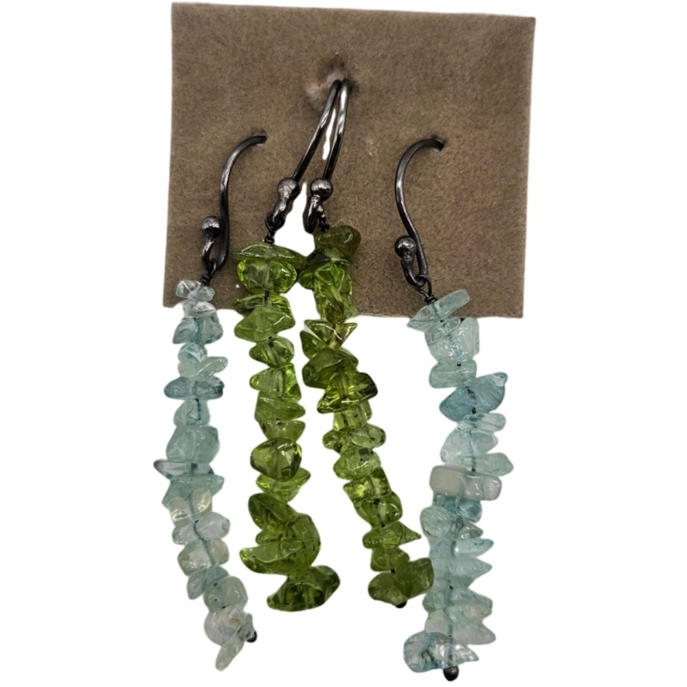 💎Elegant Green and Blue Stone Earrings